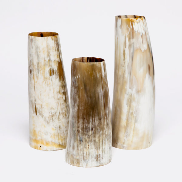 Water Buffalo Horn Vase Set of 3