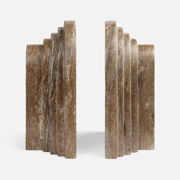Gray Travertine Bookends