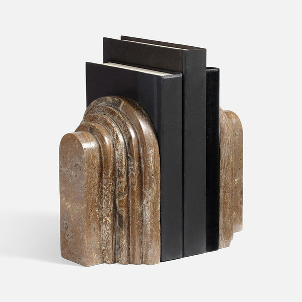 Gray Travertine Bookends