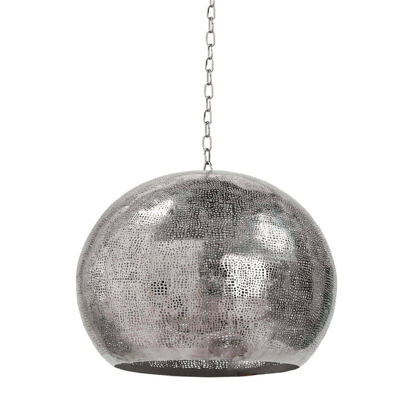 Polished Nickel Pierced Metal Sphere Pendant