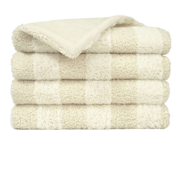 Cream Boucle Stripe Throw Blanket