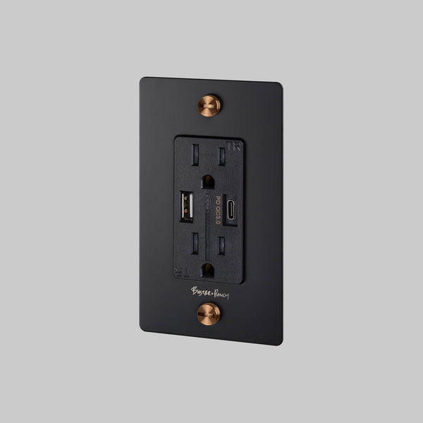 1G DUPLEX OUTLET / USB A + C / CROSS / WITH LOGO