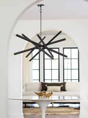 Contemporary Oil-Rubbed Bronze Rod Chandelier - Contemporary cool: Sleek metal rods seemingly bala