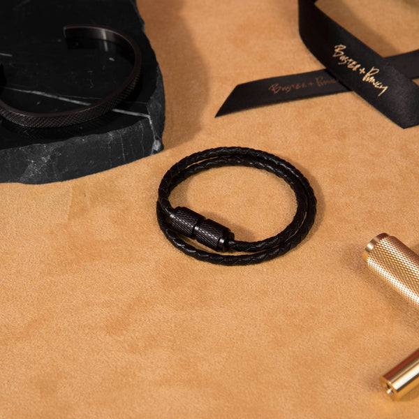 DOUBLE BRACELET / BLACK / BRASS