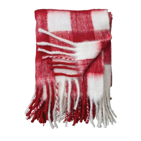 Cozy Plaid Fringe Throw