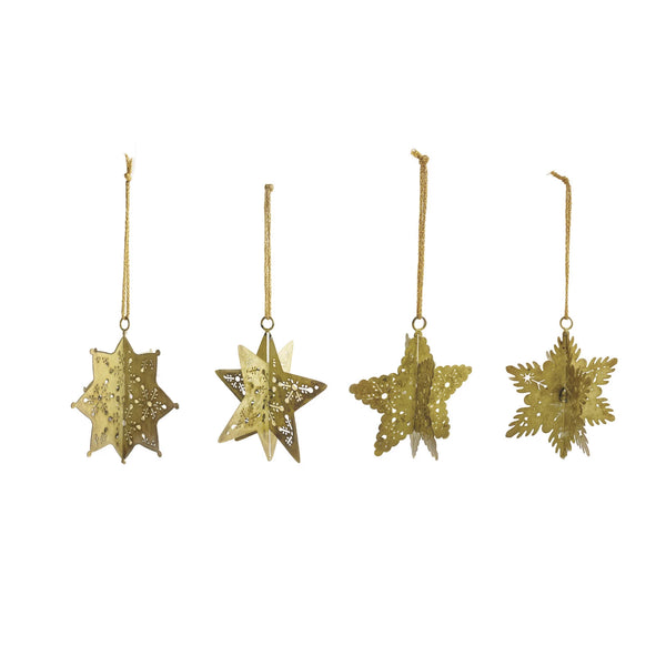 Antique Gold Finish Metal Snowflake Ornament