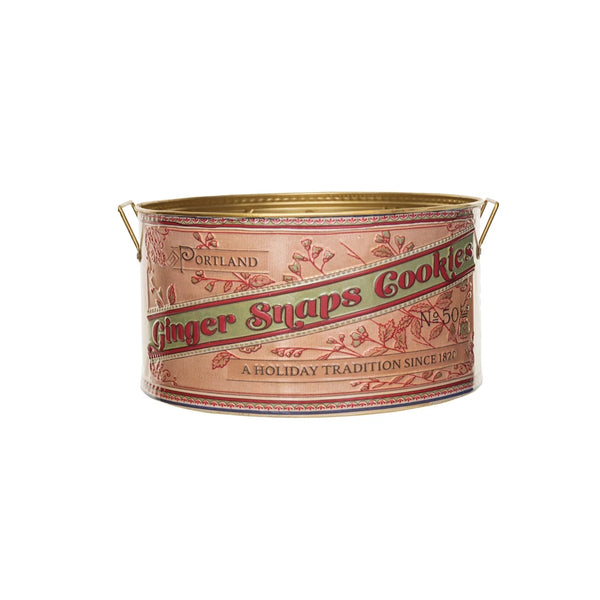 Portland Ginger Snaps Cookies Embossed Metal Container