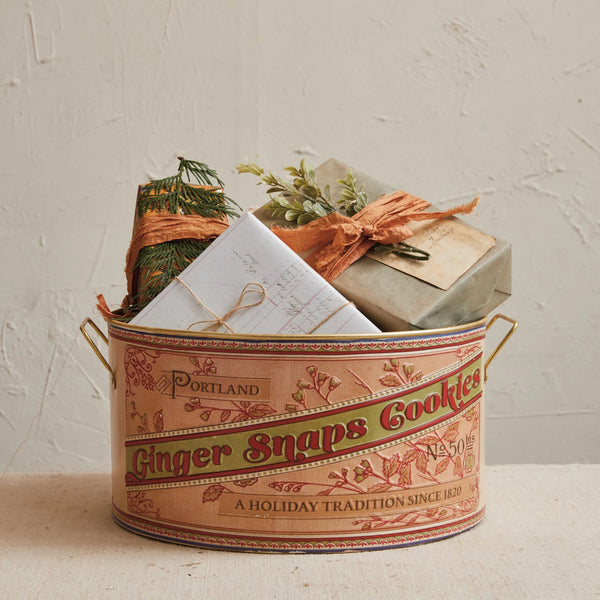 Portland Ginger Snaps Cookies Embossed Metal Container